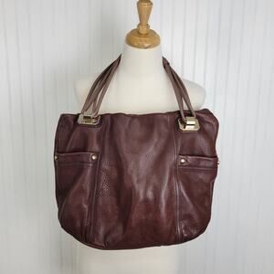 B Makowsky Burgundy Genuine Leather Gold Hardware